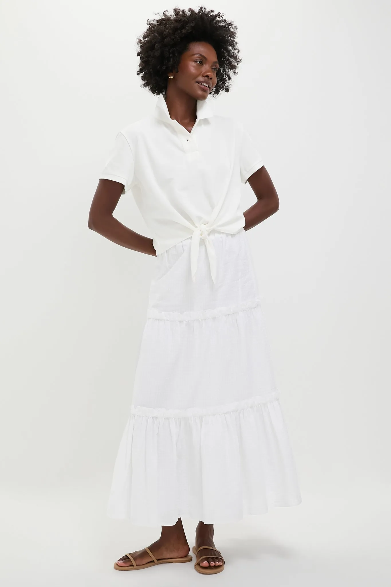 White Pique Tie Front Courtney Polo sold by Tuckernuck product image thumbnail 5