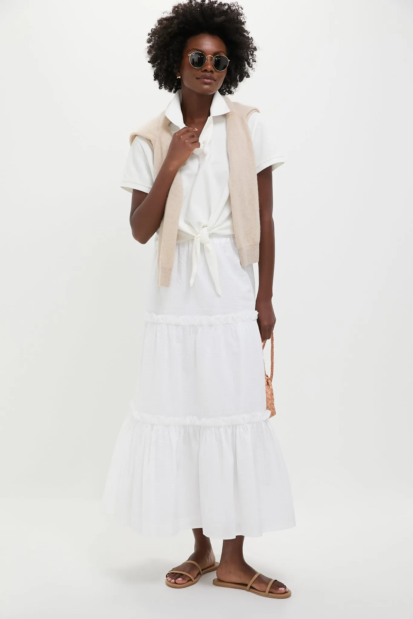 White Pique Tie Front Courtney Polo sold by Tuckernuck product image thumbnail 2