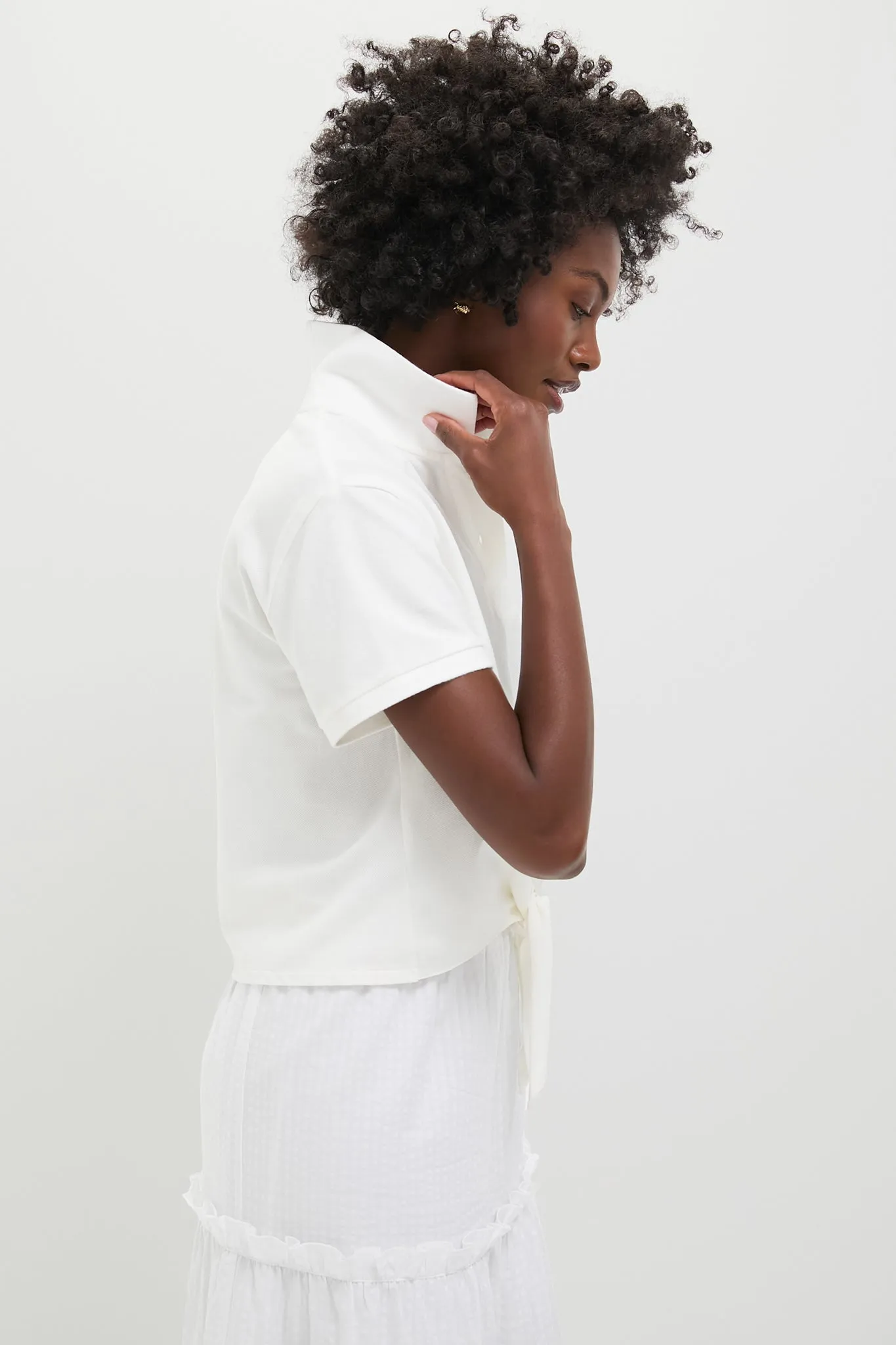 White Pique Tie Front Courtney Polo sold by Tuckernuck product image thumbnail 3