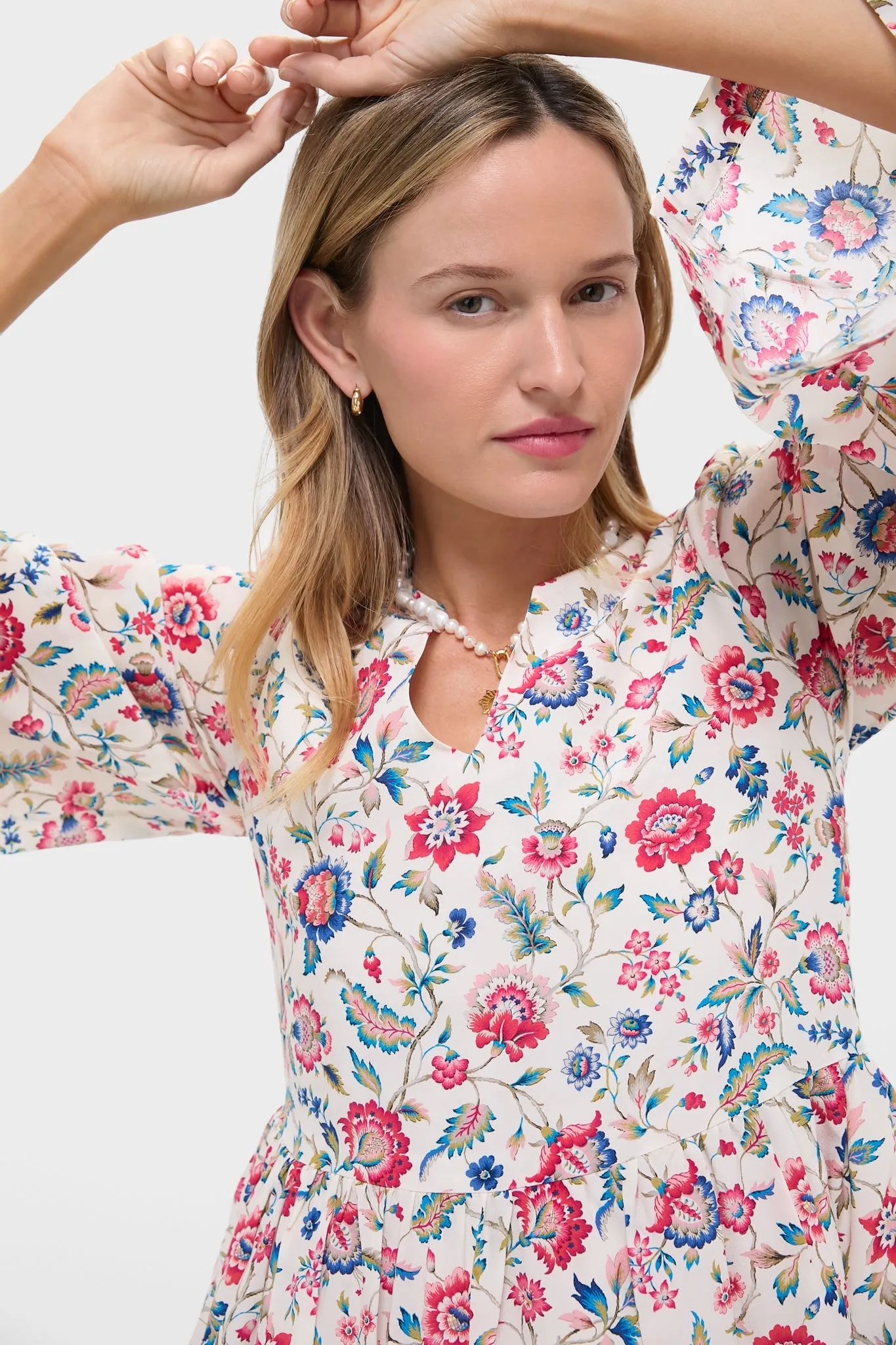 White Floral Silvie Beam Silk Dress sold by Tuckernuck product image thumbnail 5