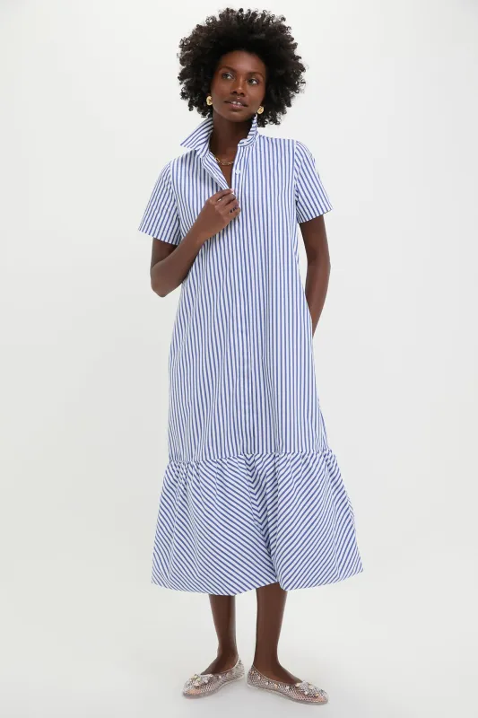 Blue and White Stripe Martine Bubble Maxi Dress sold by Tuckernuck