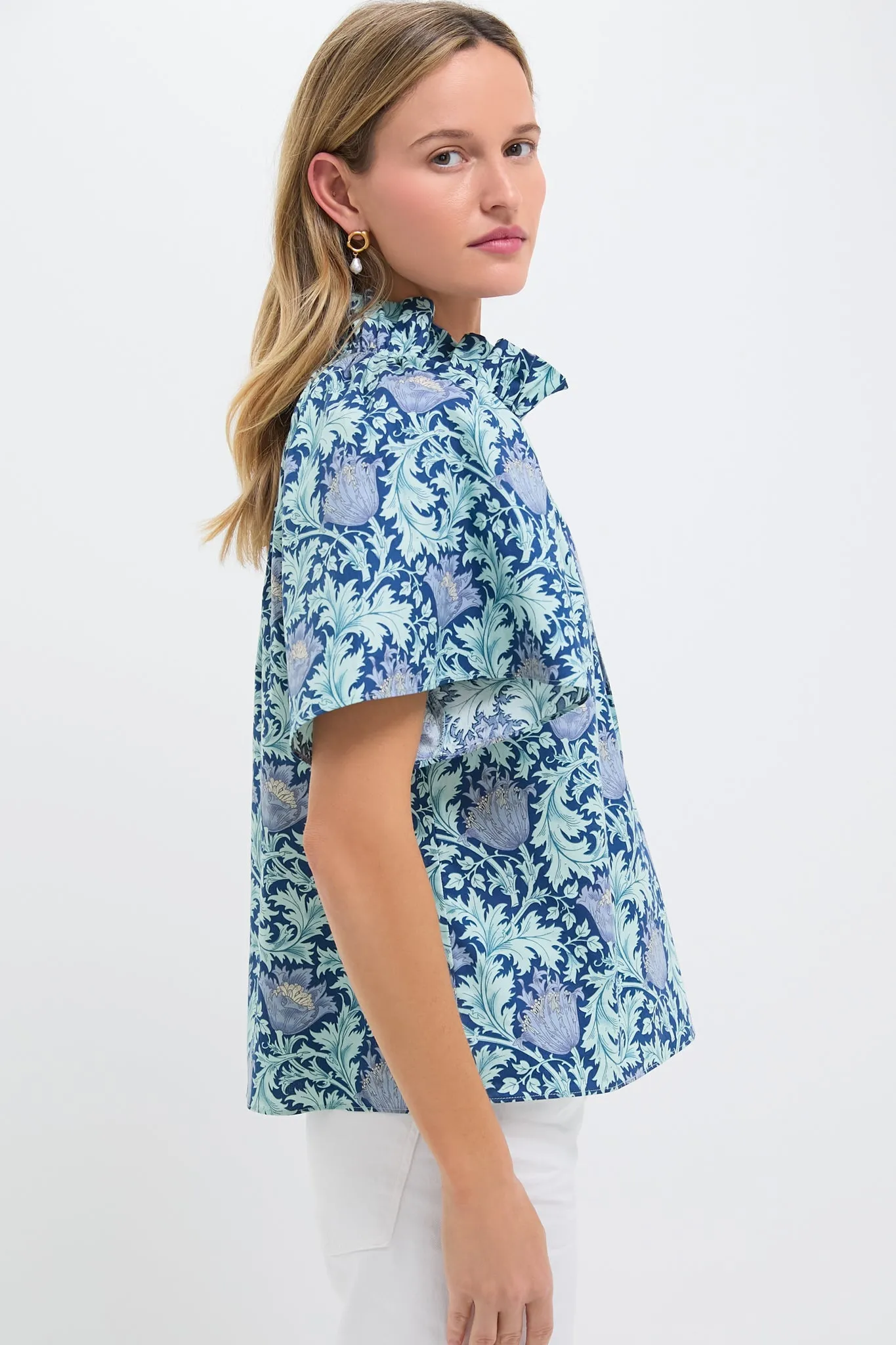 Multi Blue Leafy Floral Thea Blouse sold by Tuckernuck product image thumbnail 3