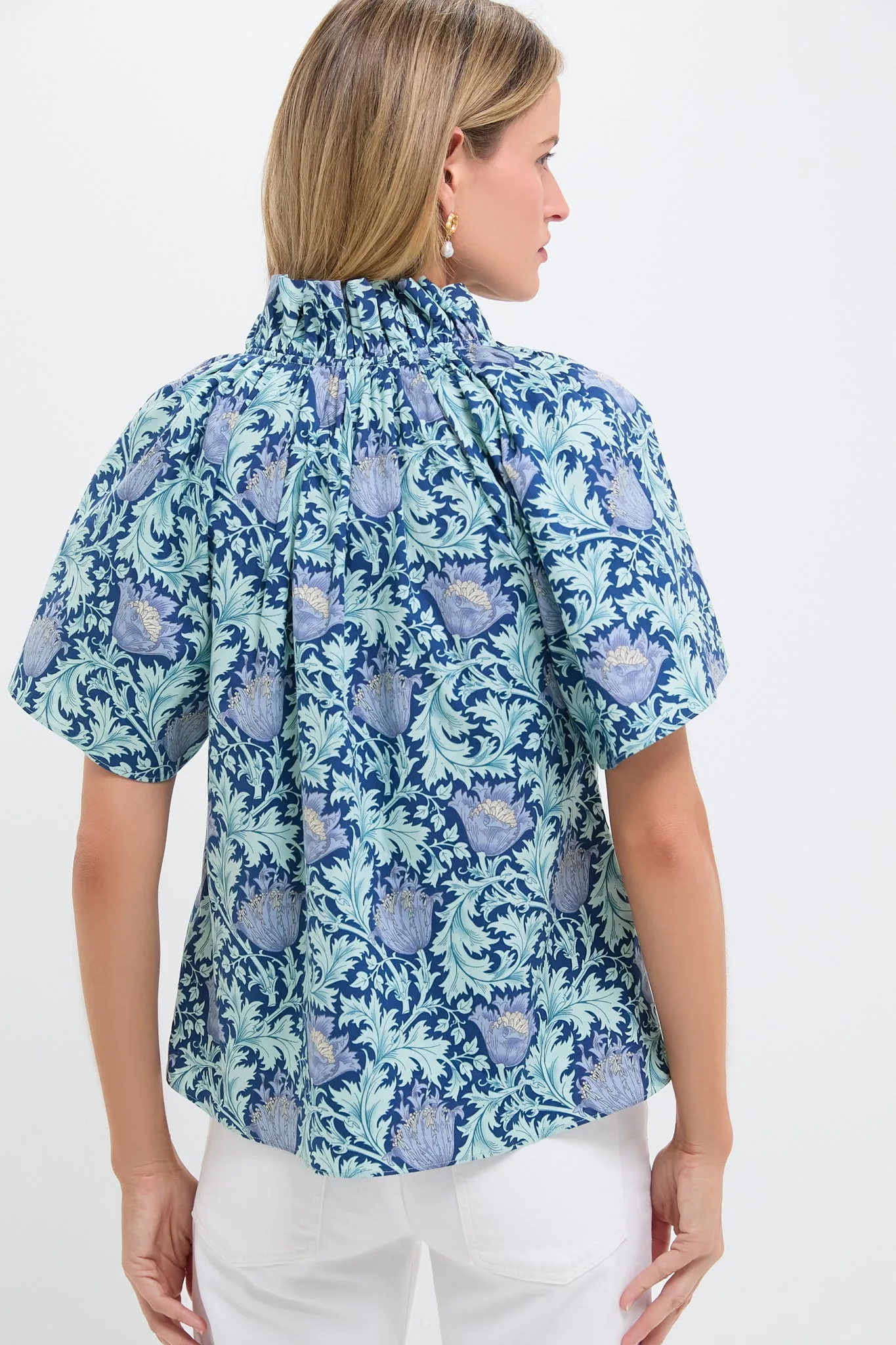 Multi Blue Leafy Floral Thea Blouse sold by Tuckernuck product image thumbnail 4
