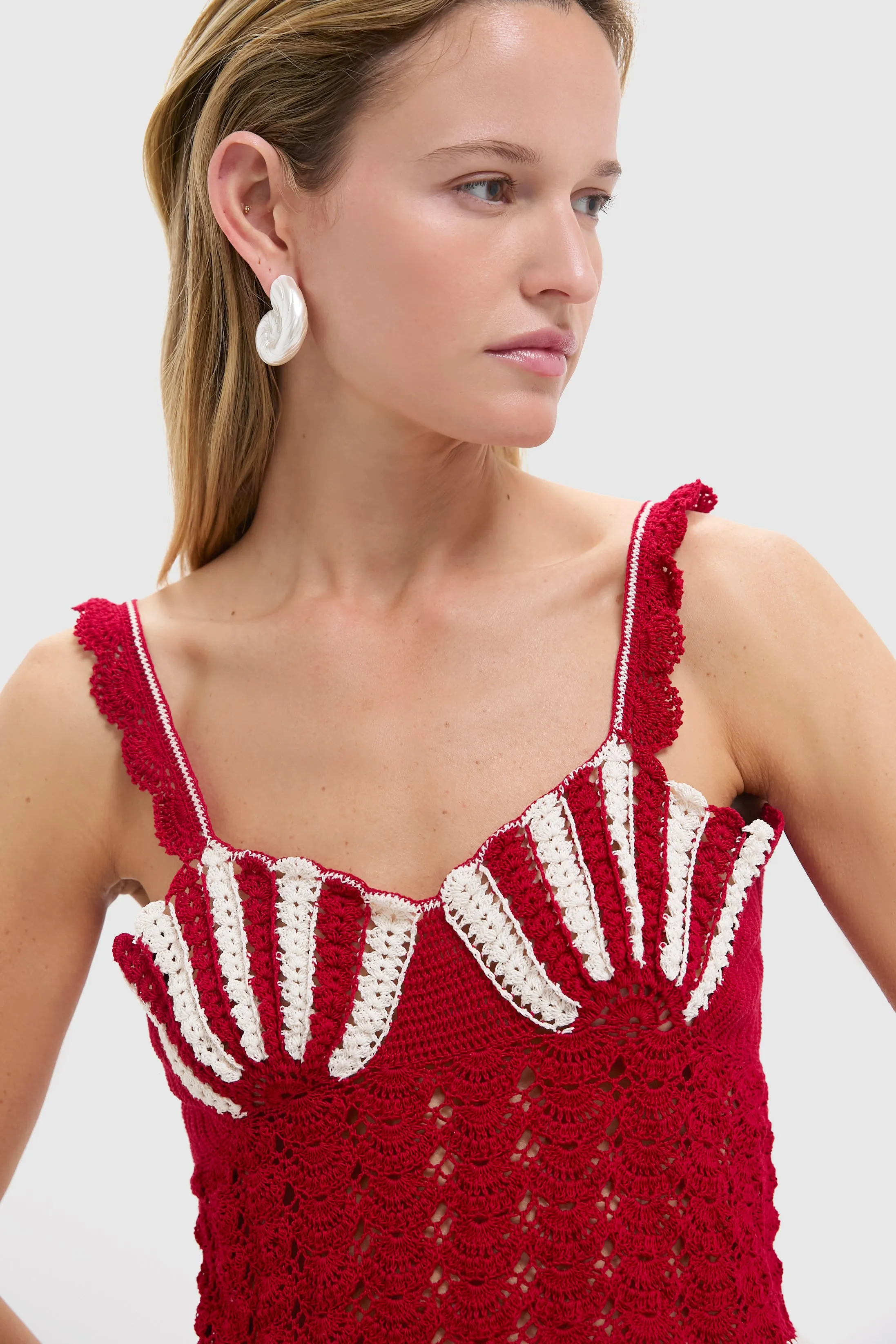 Red Shell Crochet Top sold by Tuckernuck product image thumbnail 5