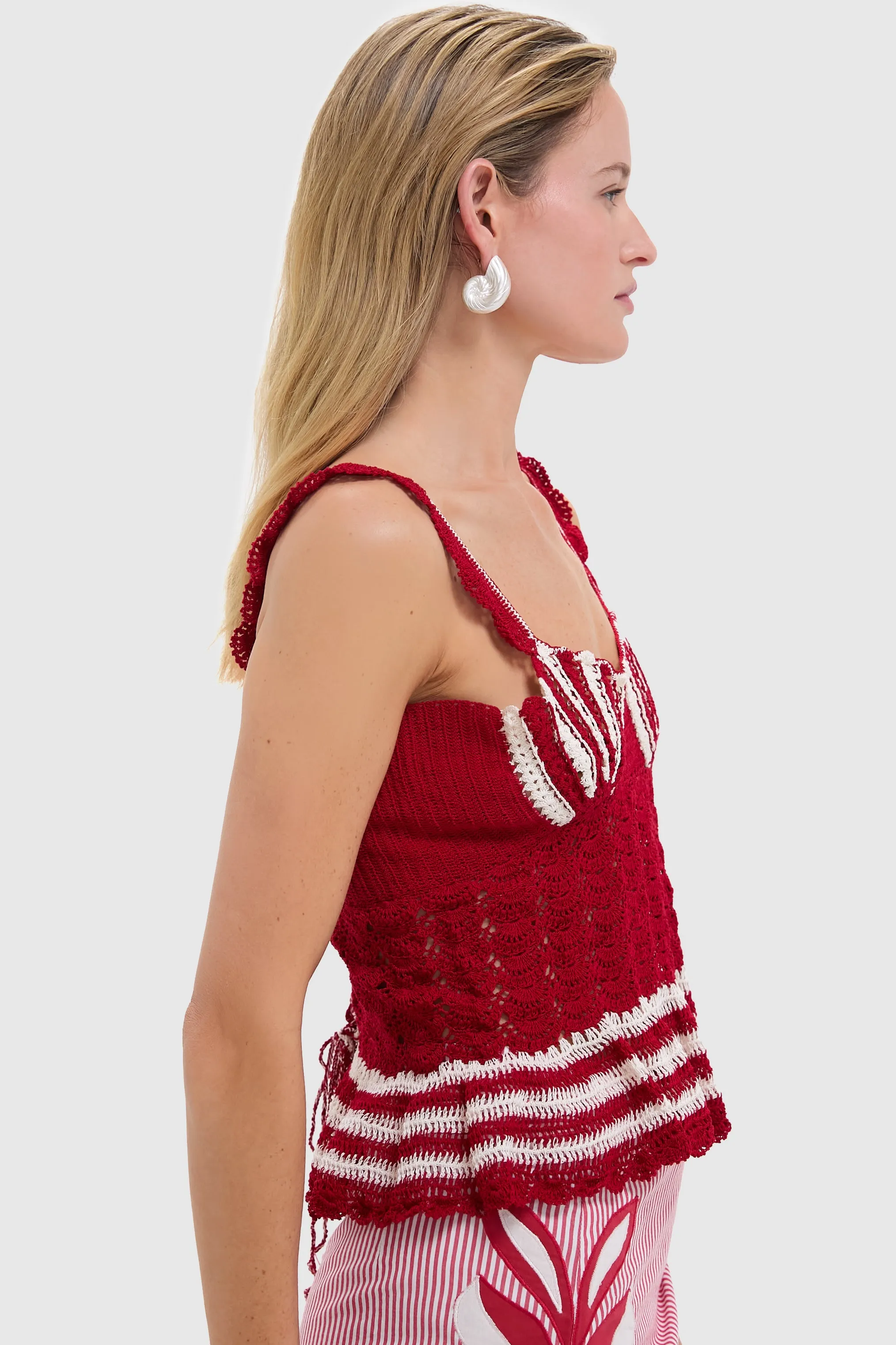 Red Shell Crochet Top sold by Tuckernuck product image thumbnail 3