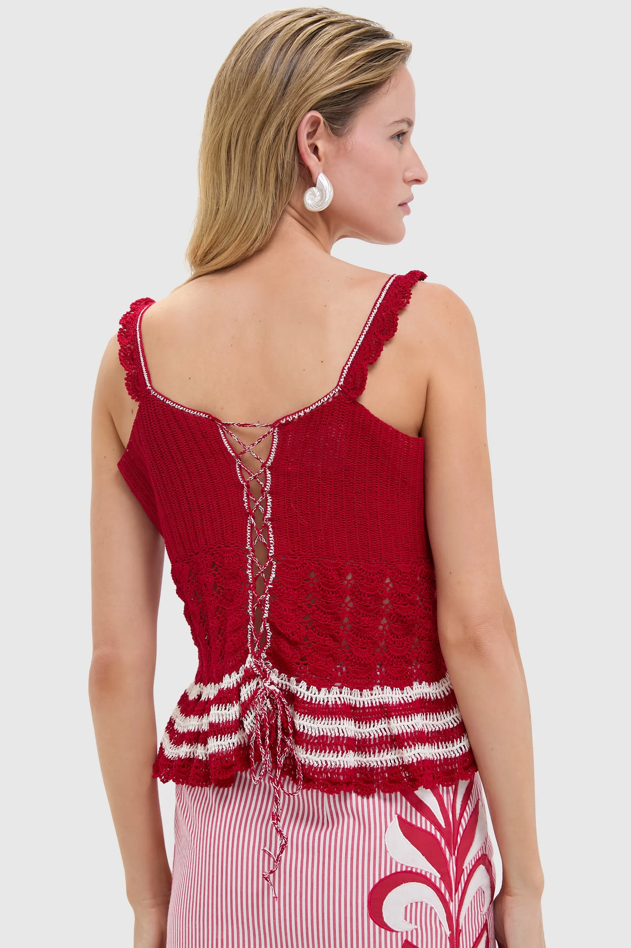 Red Shell Crochet Top sold by Tuckernuck product image thumbnail 4