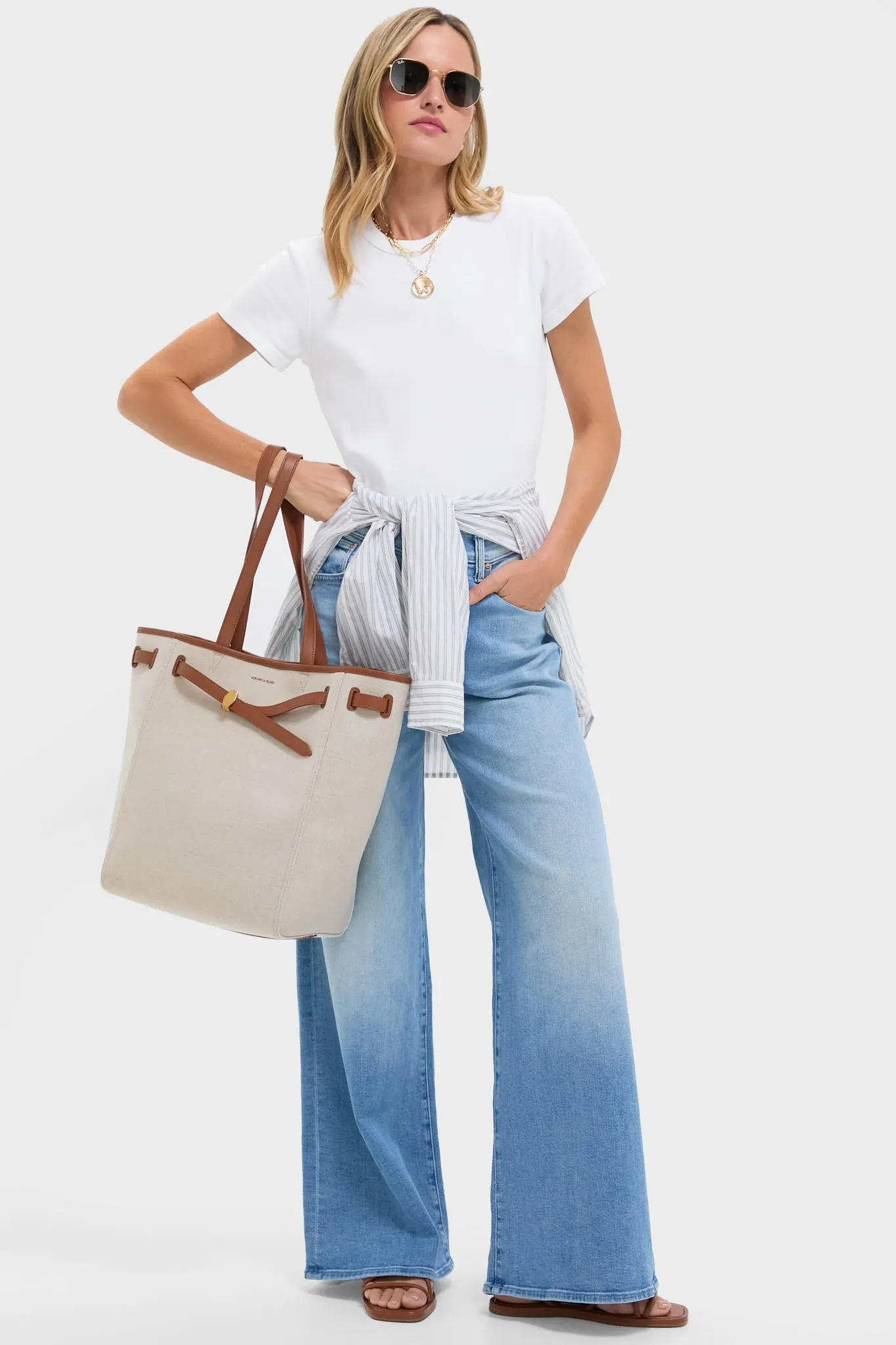 Natural Linen and Hazelwood Veronica Beard Dash Tote sold by Tuckernuck product image thumbnail 2