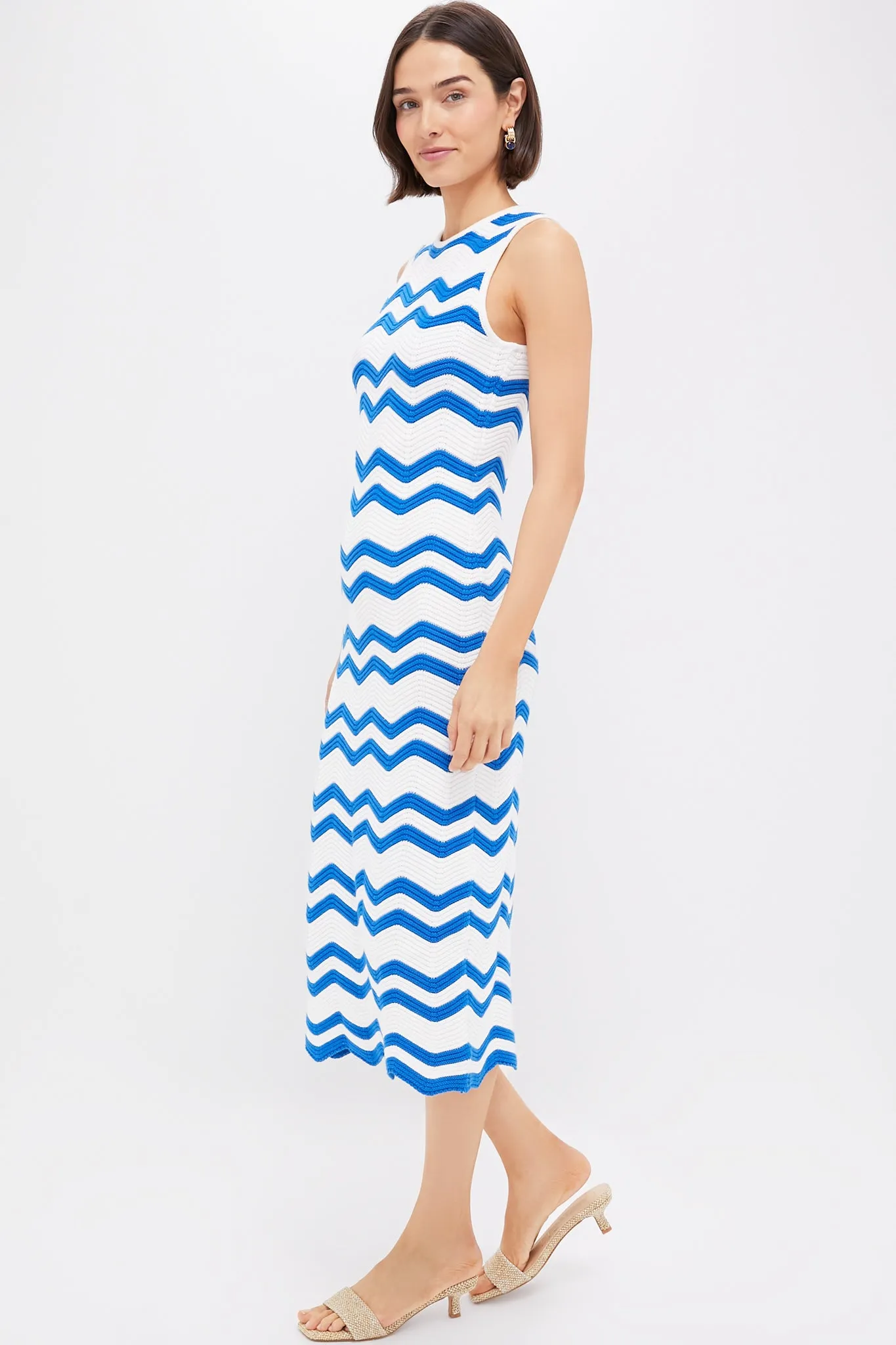 Blue & White Zig-Zag Stripe Mykonos Knit Maxi Dress sold by Tuckernuck product image thumbnail 3