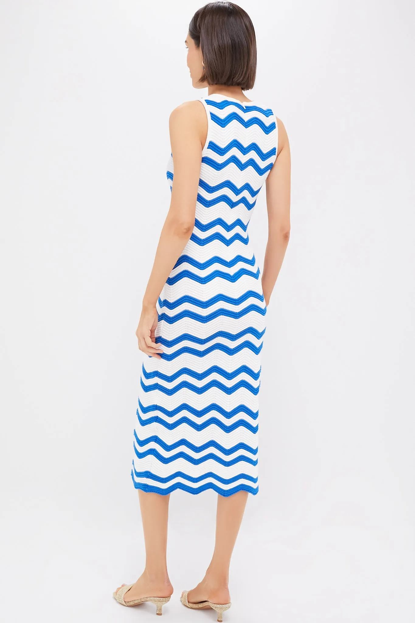 Blue & White Zig-Zag Stripe Mykonos Knit Maxi Dress sold by Tuckernuck product image thumbnail 4