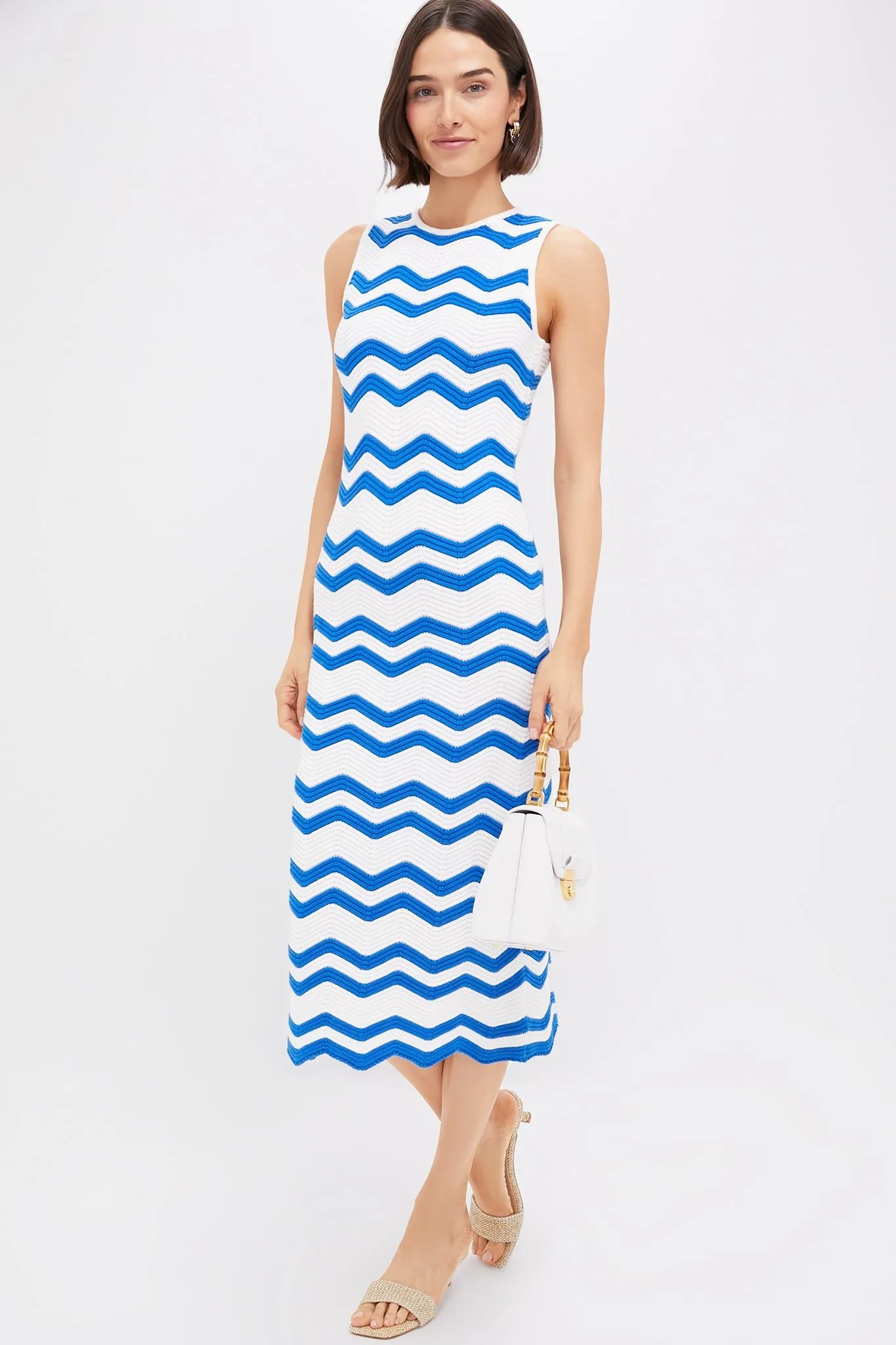 Blue & White Zig-Zag Stripe Mykonos Knit Maxi Dress sold by Tuckernuck product image thumbnail 2