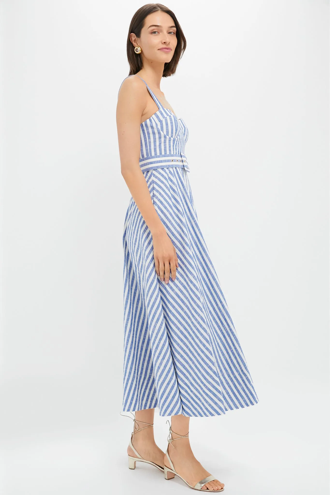 Ivory Blue Striped Seersucker Calypso Dress sold by Tuckernuck product image thumbnail 3