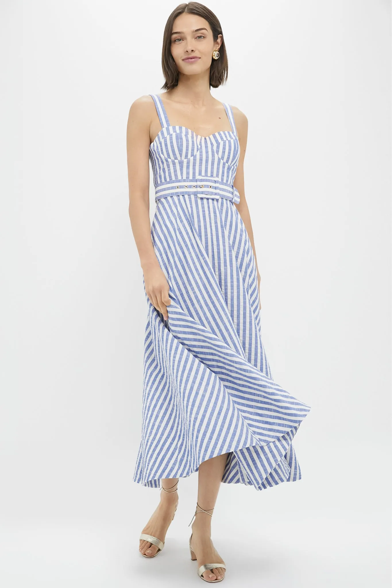 Ivory Blue Striped Seersucker Calypso Dress sold by Tuckernuck