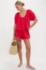 Hibiscus Red Linen Tully Top sold by Tuckernuck