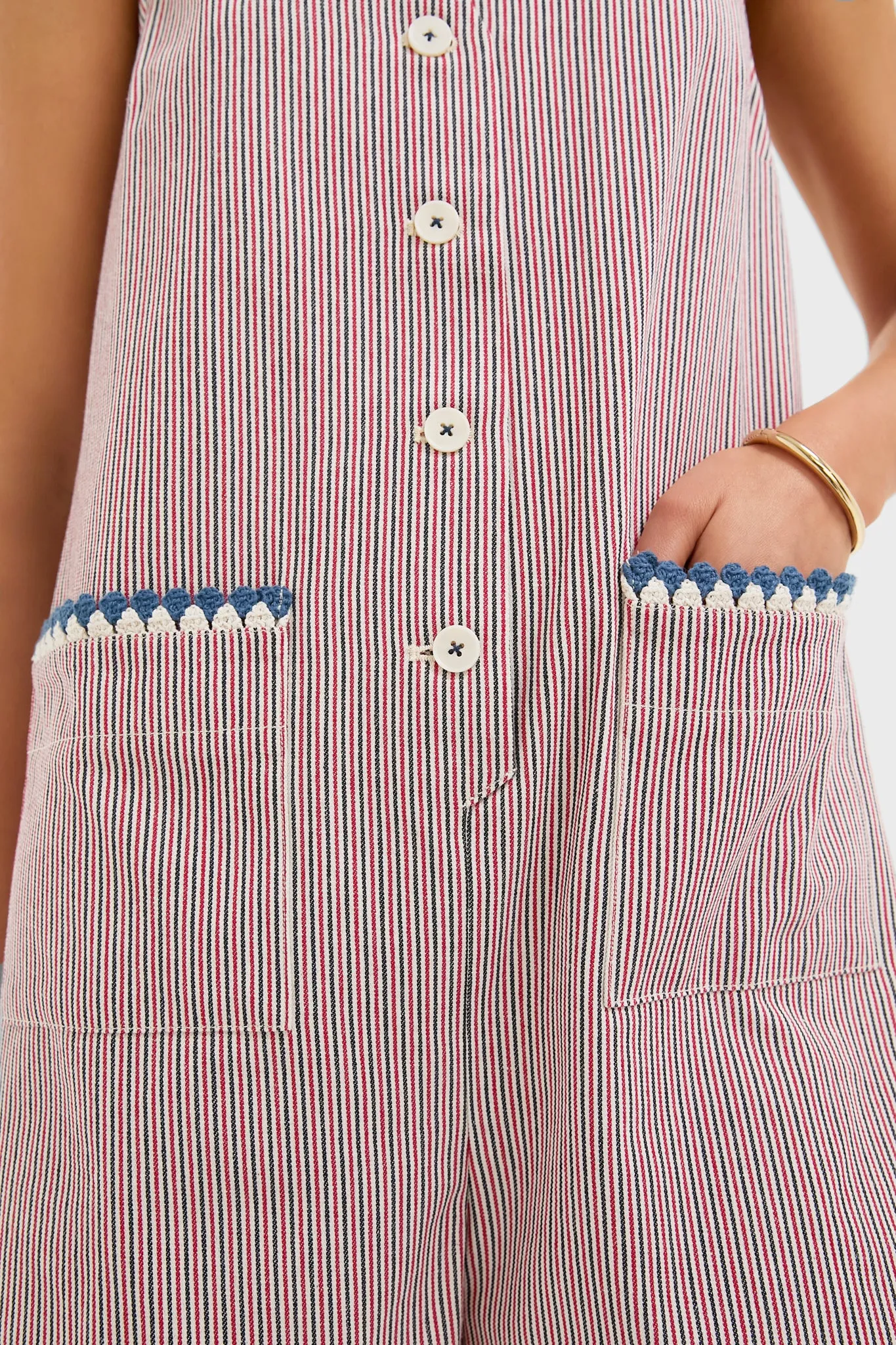 Red and Blue Stripe Myla Romper sold by Tuckernuck product image thumbnail 5