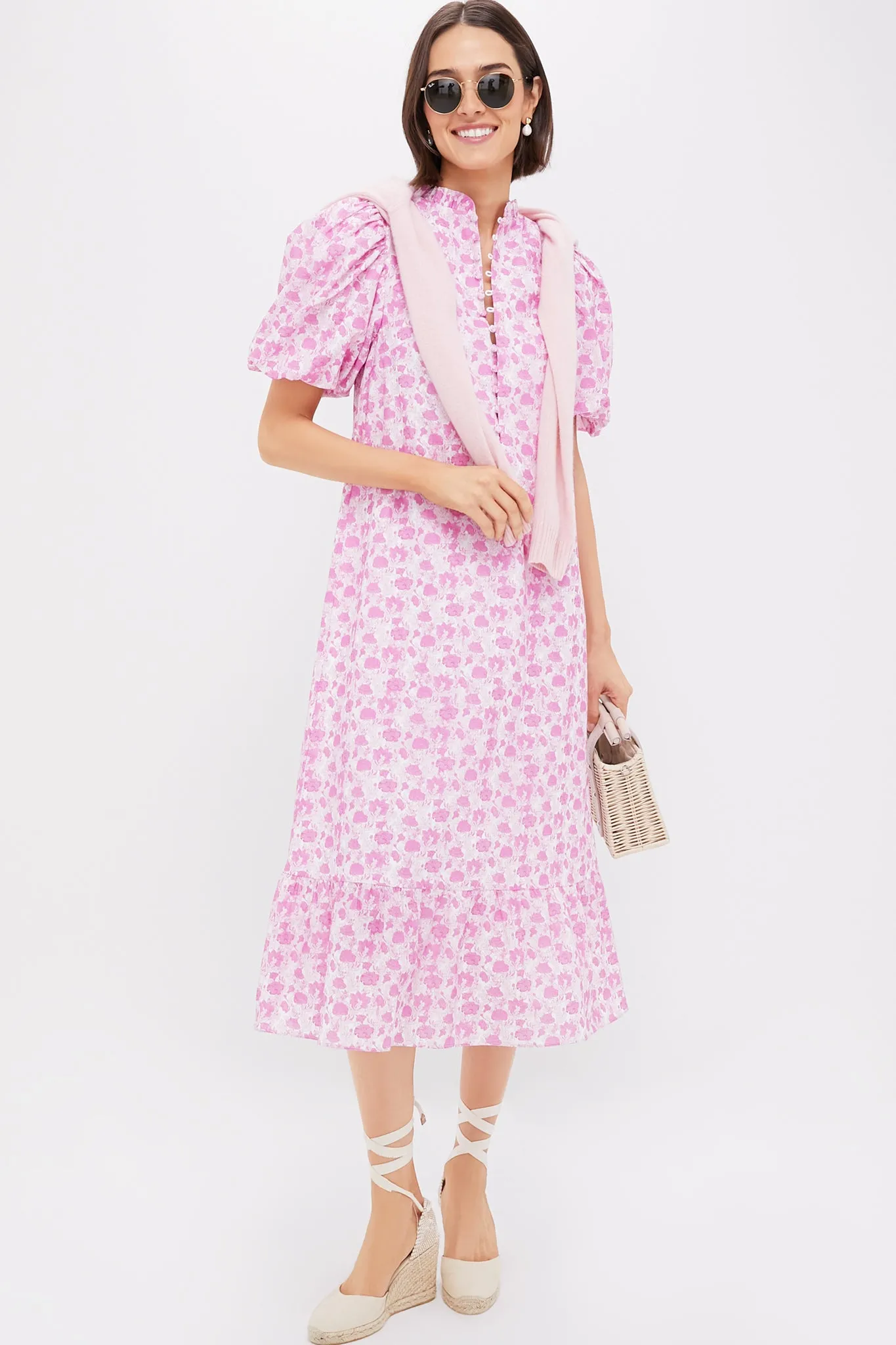 Pink and White Floral Mimi Midi Dress sold by Tuckernuck product image thumbnail 2
