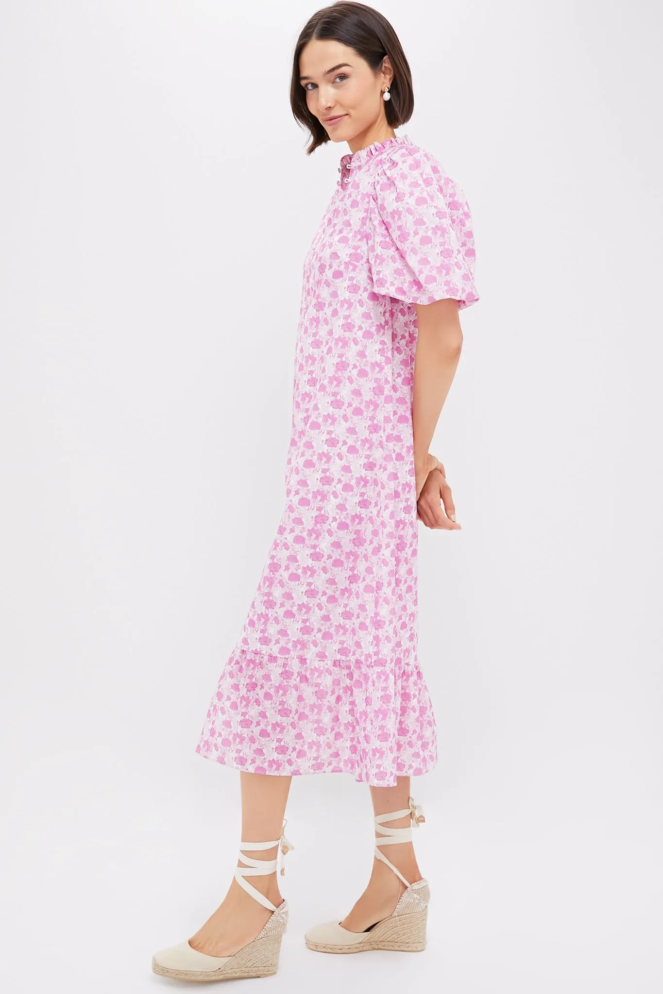 Pink and White Floral Mimi Midi Dress sold by Tuckernuck product image thumbnail 3