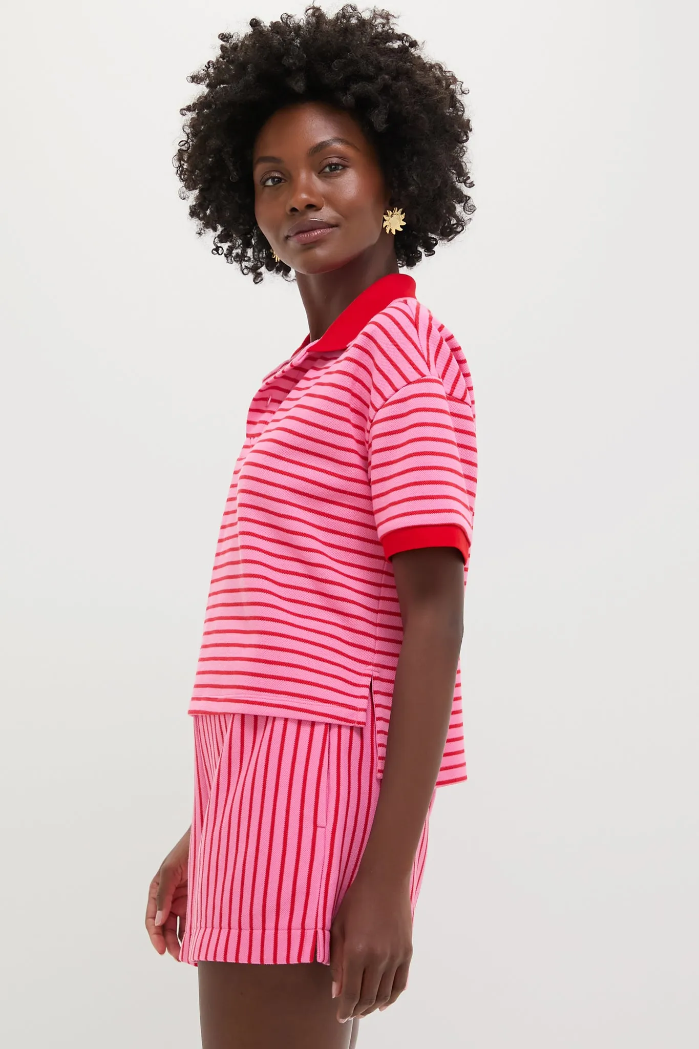 Pink and Red Stripe Pique Holmes Boyfriend Polo sold by Tuckernuck product image thumbnail 3