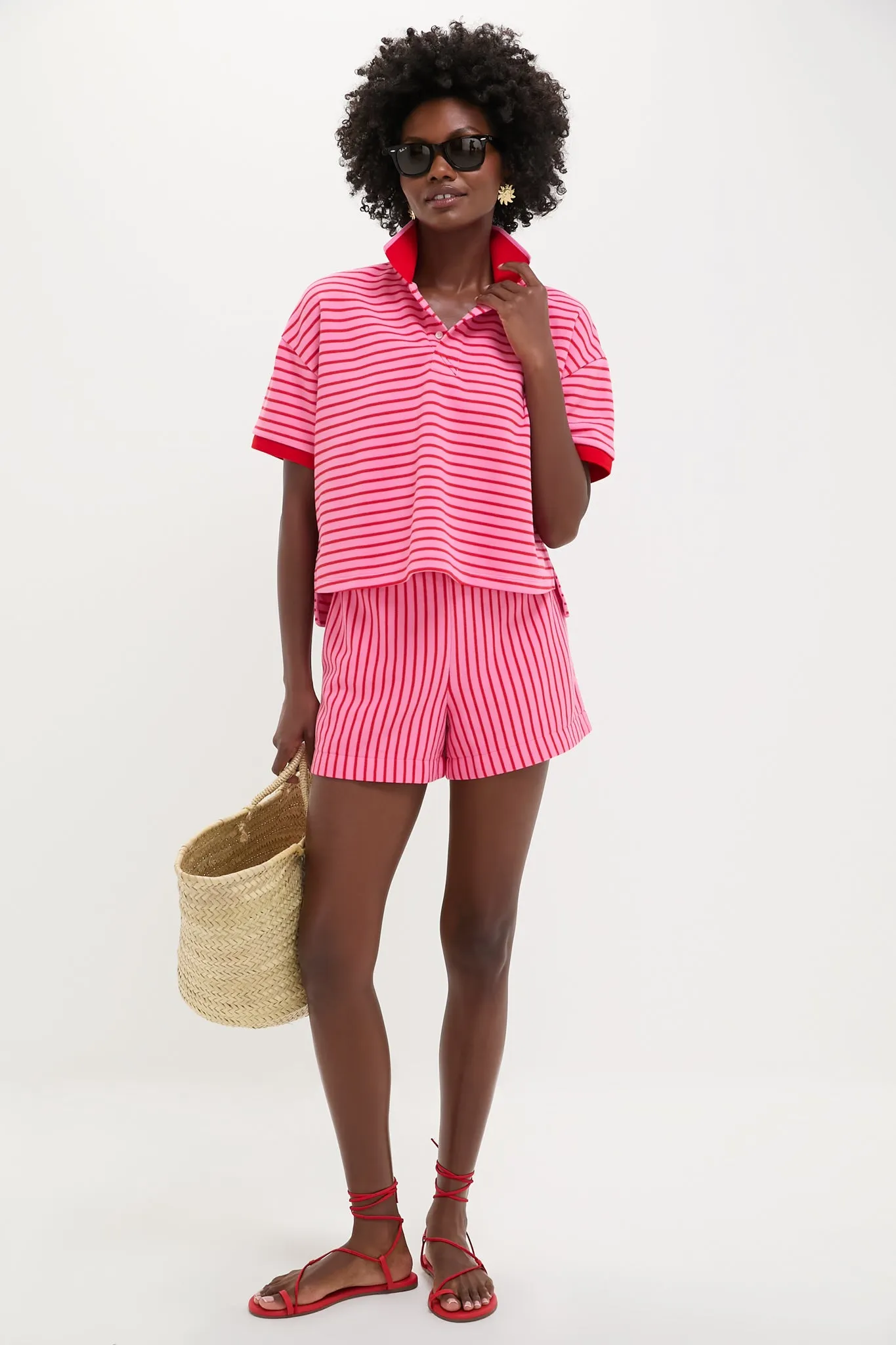 Pink and Red Stripe Pique Holmes Boyfriend Polo sold by Tuckernuck product image thumbnail 2