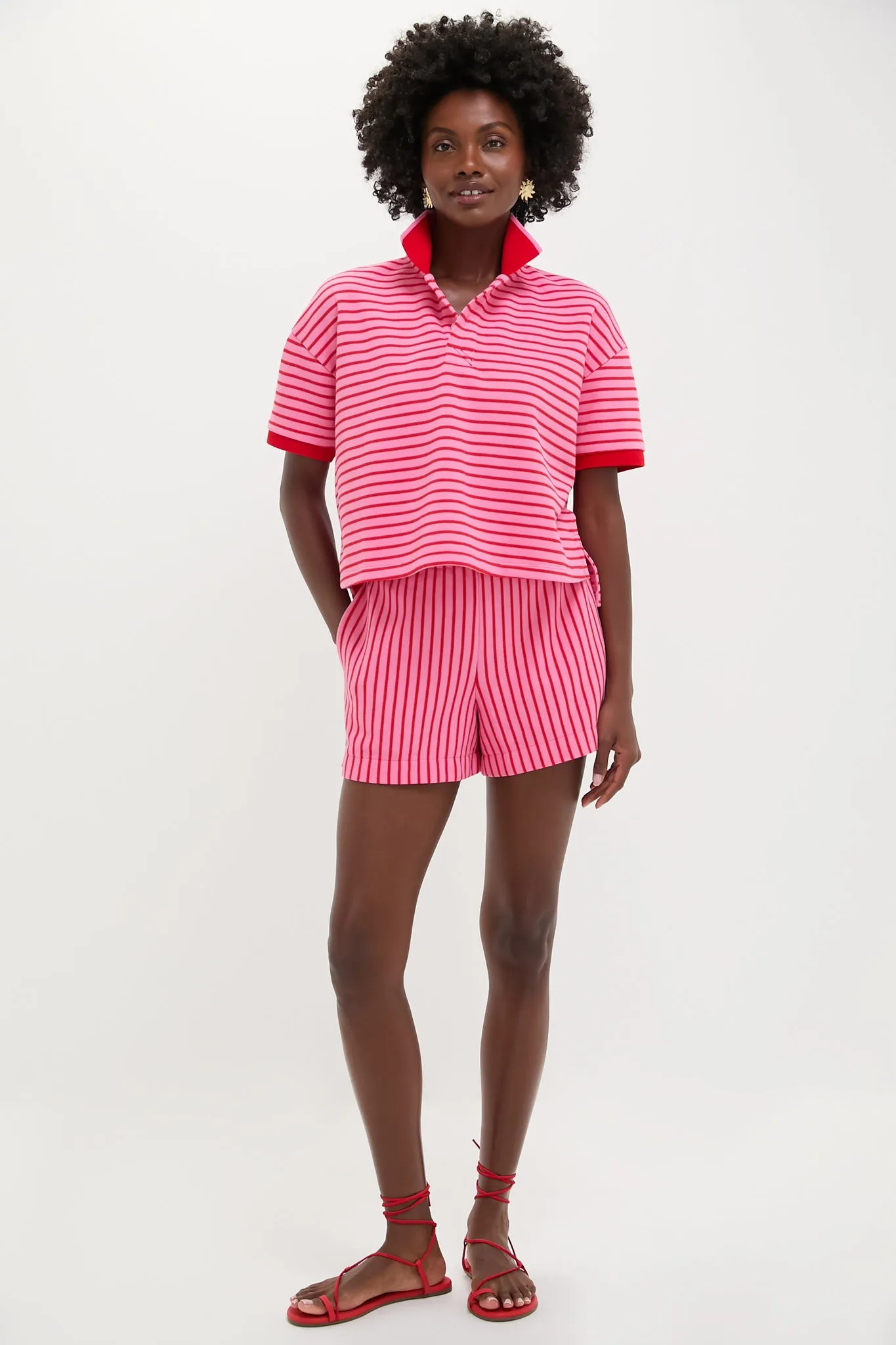 Pink and Red Stripe Pique Holmes Boyfriend Polo sold by Tuckernuck product image thumbnail 5