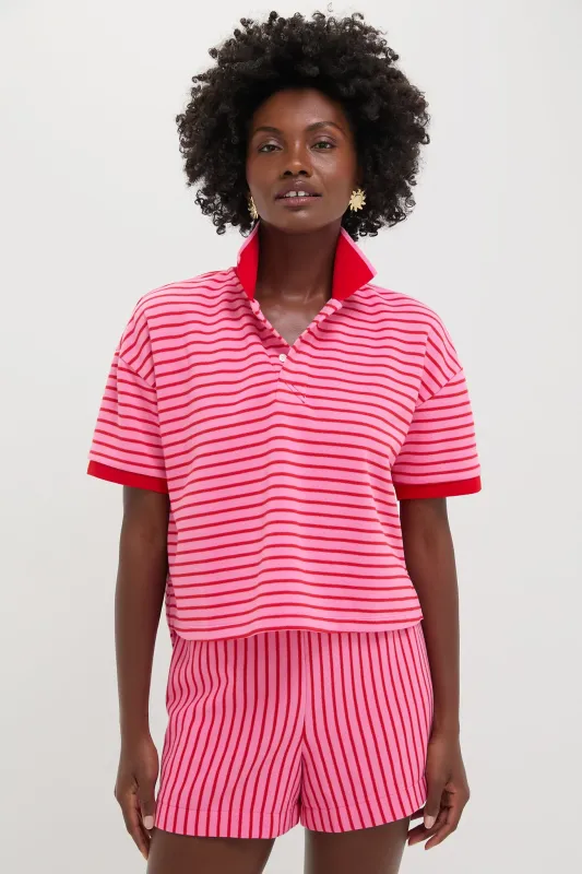 Pink and Red Stripe Pique Holmes Boyfriend Polo sold by Tuckernuck