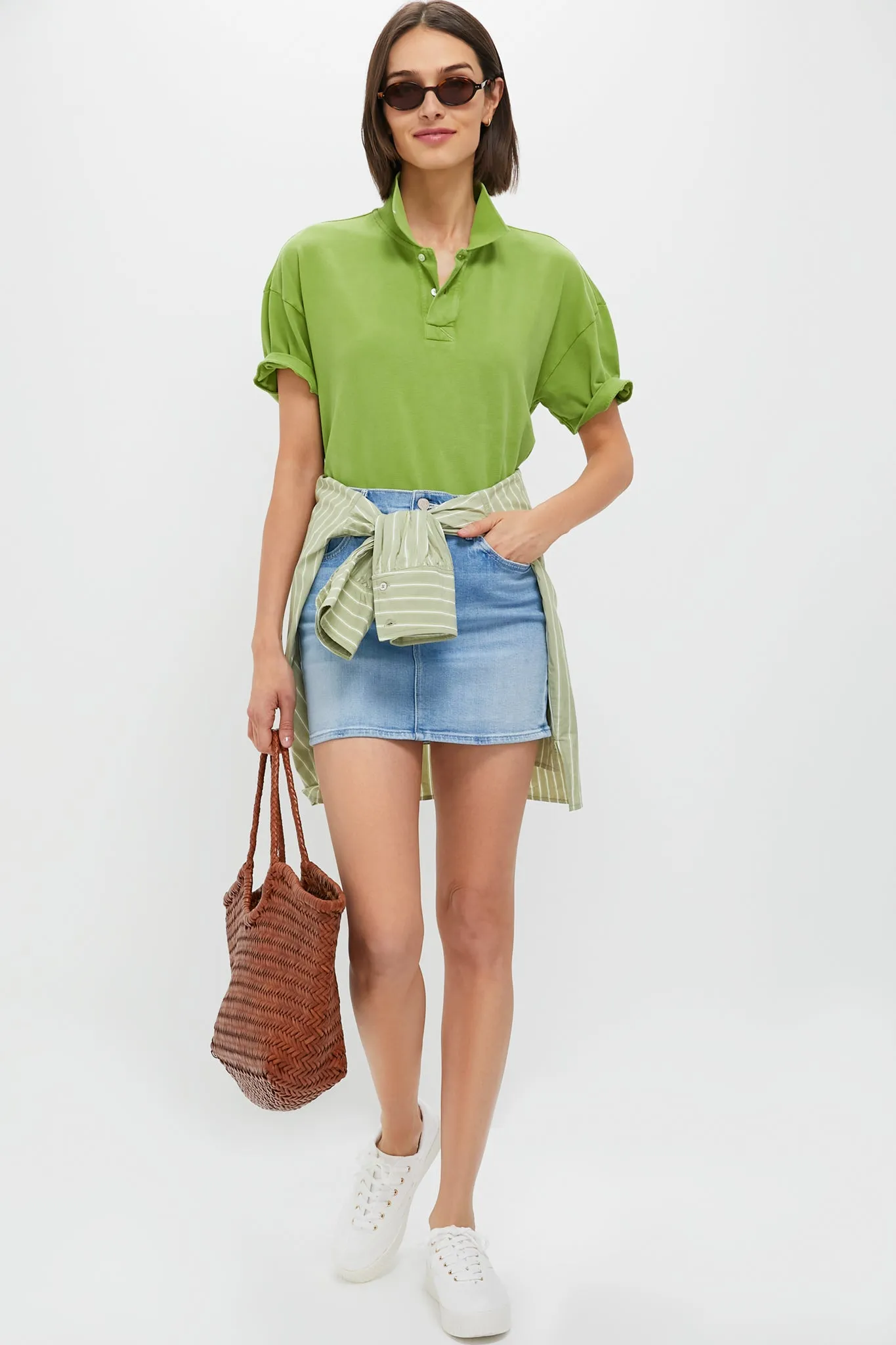 Peridot Green Pique Holmes Boyfriend Polo sold by Tuckernuck