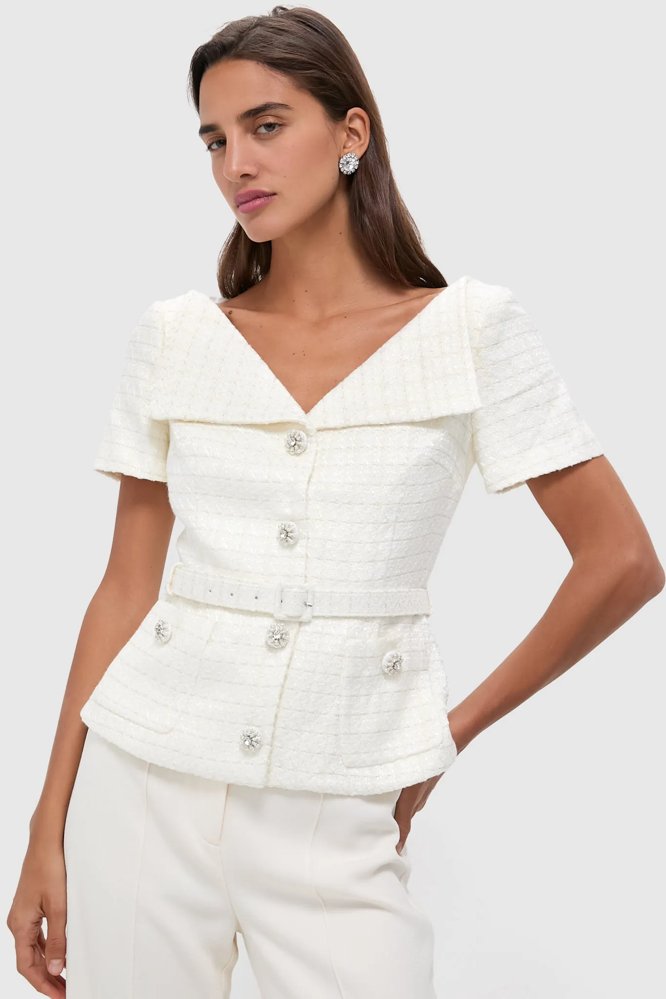 Cream Boucle Top sold by Tuckernuck