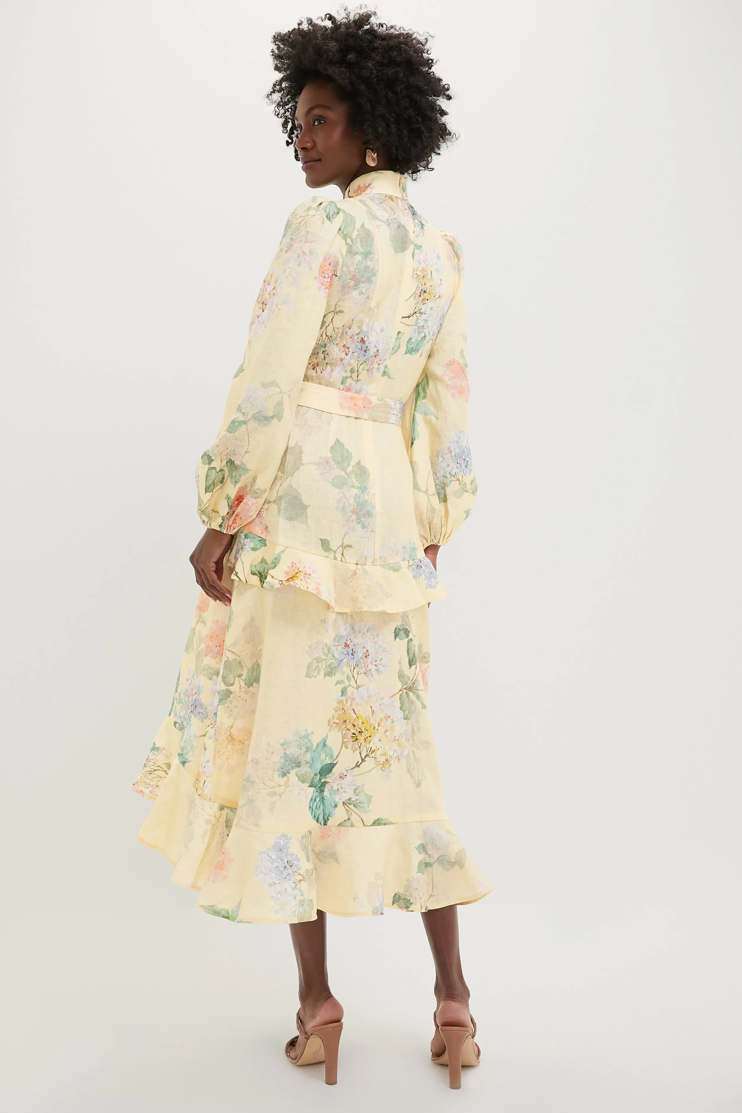 Lemon Hydrangea Illuminate Peplum Midi Dress sold by Tuckernuck product image thumbnail 4