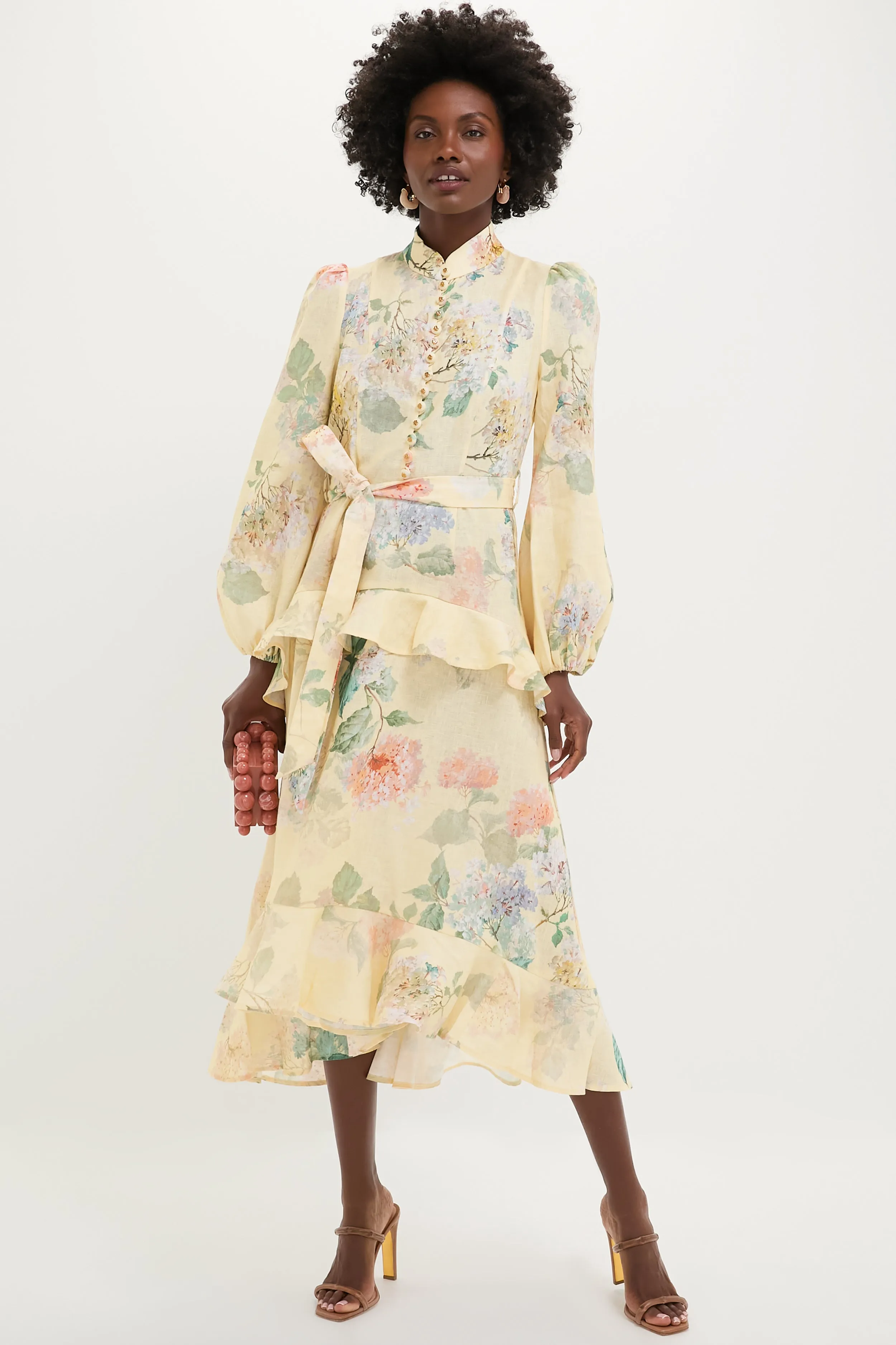 Lemon Hydrangea Illuminate Peplum Midi Dress sold by Tuckernuck product image thumbnail 2