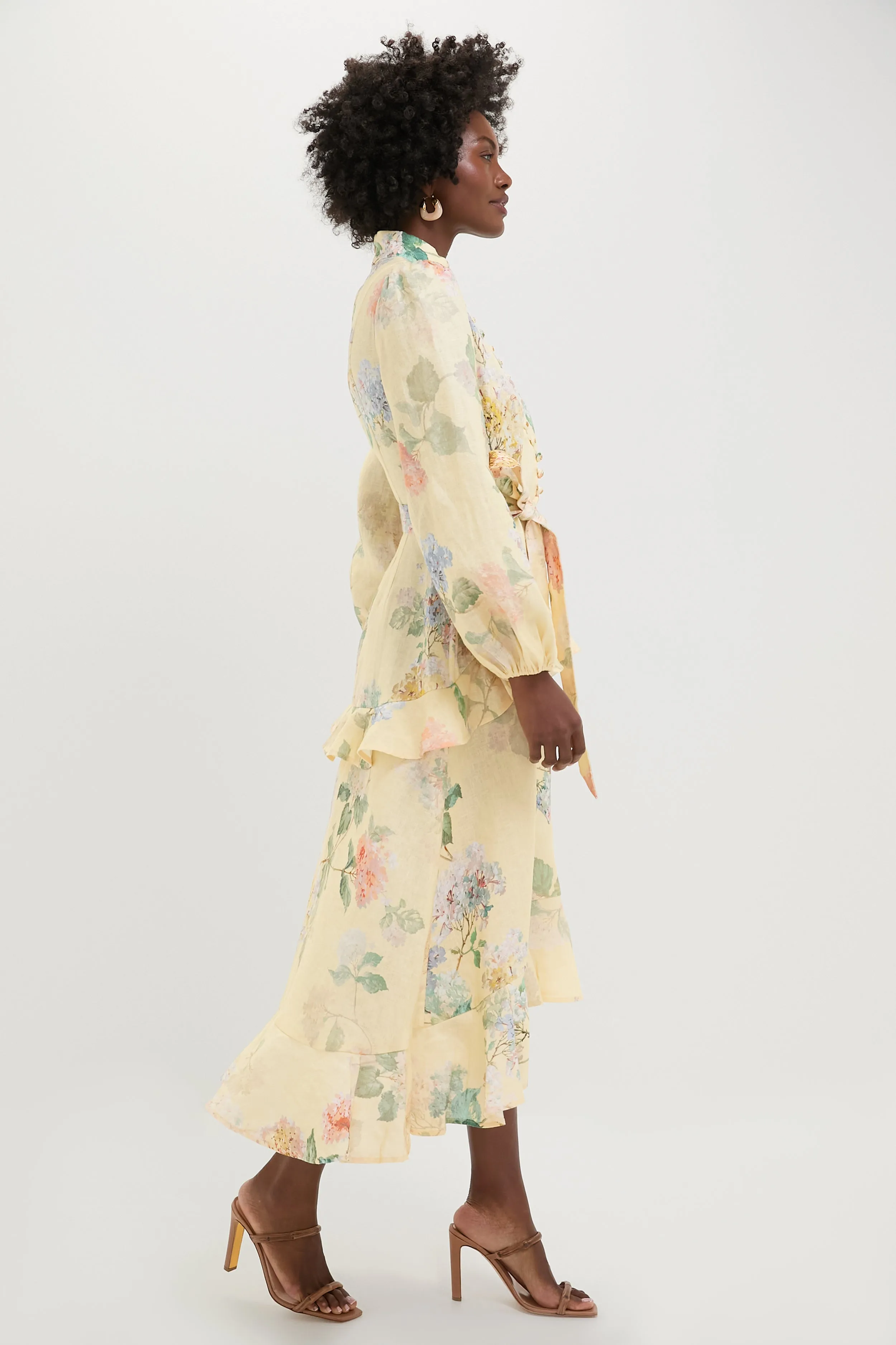 Lemon Hydrangea Illuminate Peplum Midi Dress sold by Tuckernuck product image thumbnail 3