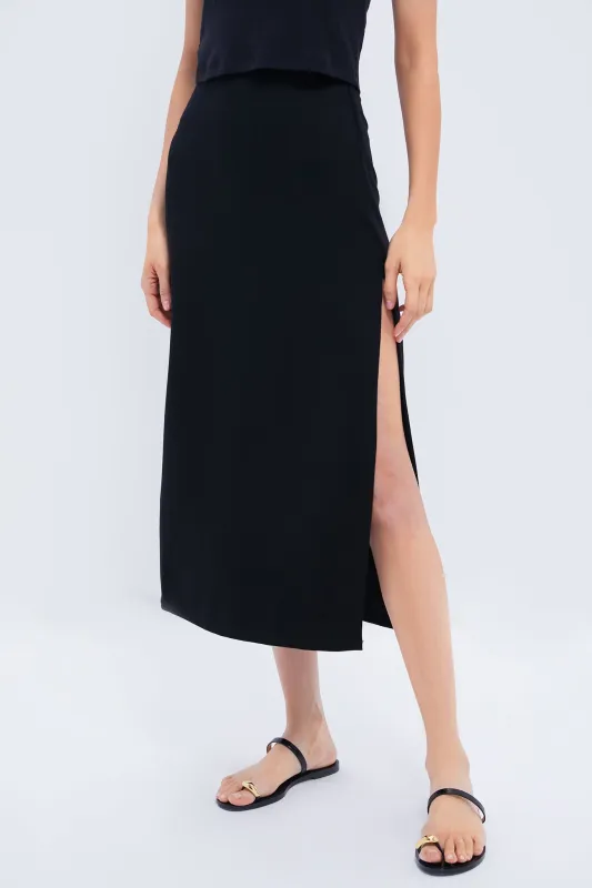 Black Rio Side Slit Skirt sold by Tuckernuck
