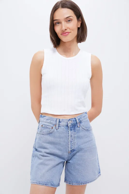 White Pointelle Sleeveless Crew sold by Tuckernuck