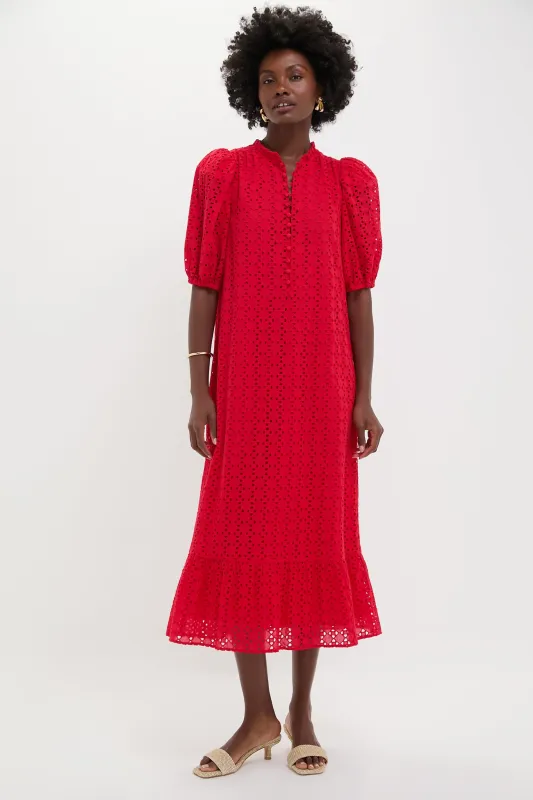 Red Eyelet Tryall Midi Dress sold by Tuckernuck