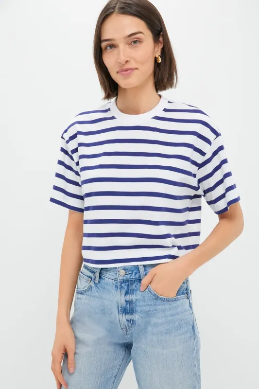 Thin Navy Stripe Cuff Tee sold by Tuckernuck