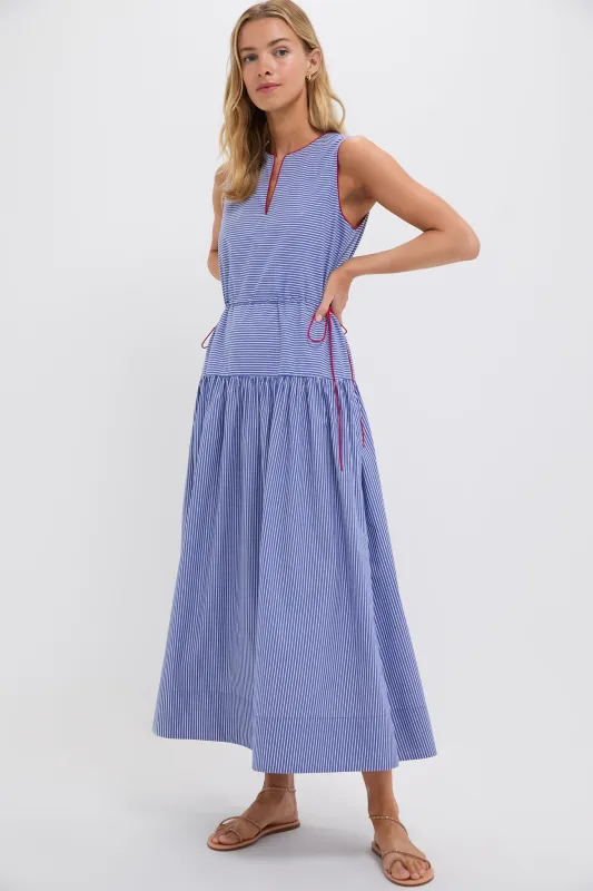 Royal Blue and White Stripe Charlotte Maxi Dress sold by Tuckernuck