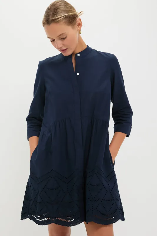 Navy Eyelet Royal Shirt Dress sold by Tuckernuck