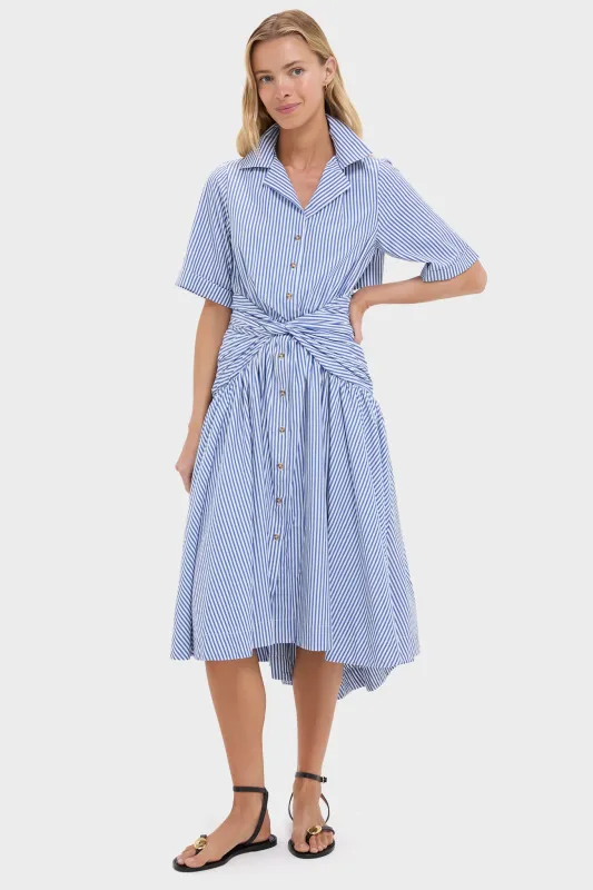 Blue Stripe Tie Shirt Dress sold by Tuckernuck