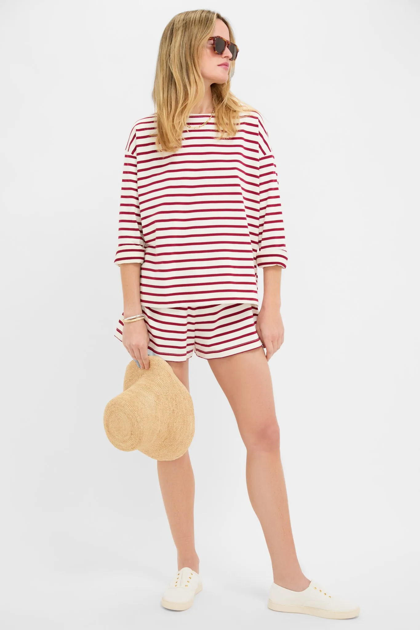 Red and Ivory Stripe Knit Olympia Short sold by Tuckernuck product image thumbnail 2