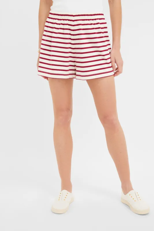 Red and Ivory Stripe Knit Olympia Short sold by Tuckernuck