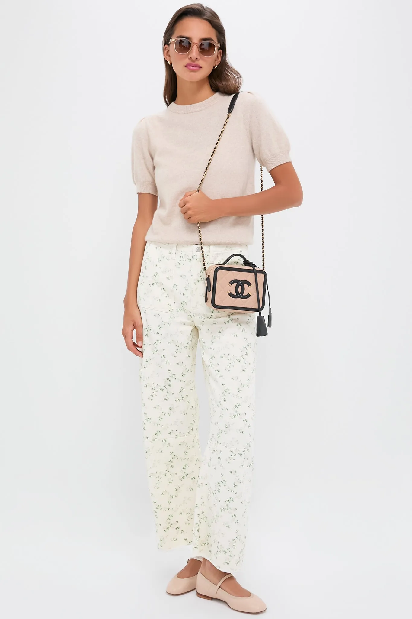 CHANEL Beige and Black Quilted Small Filigree Vanity Case sold by Tuckernuck product image thumbnail 3