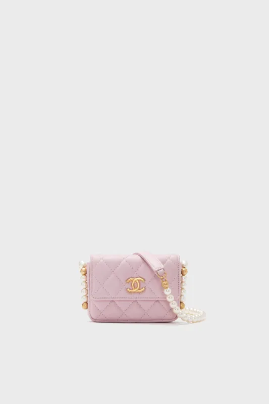 CHANEL Pink Pearl Strap Flap Shoulder Bag sold by Tuckernuck