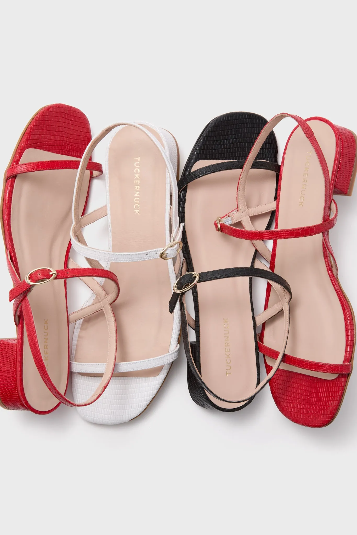 White Embossed Leather Evelyn Sandals sold by Tuckernuck product image thumbnail 5