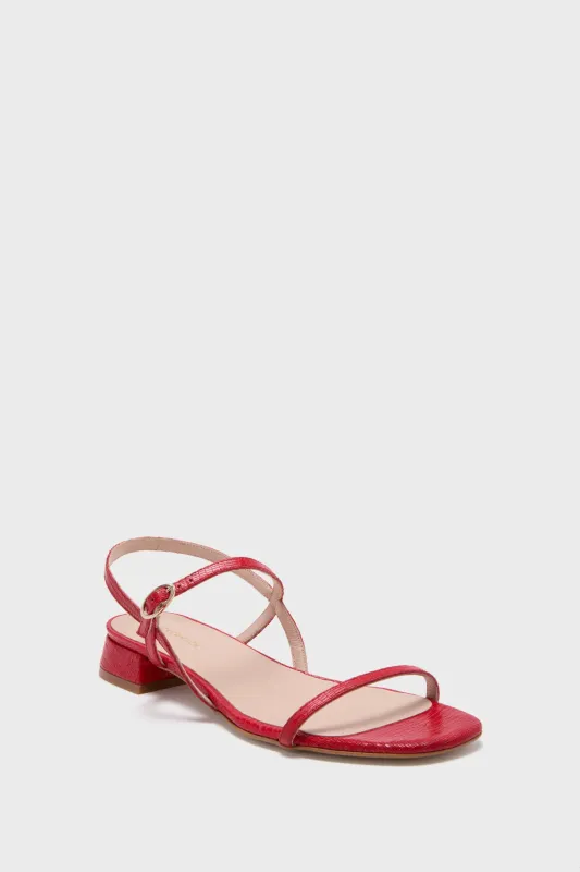 Red Embossed Leather Evelyn Sandals sold by Tuckernuck