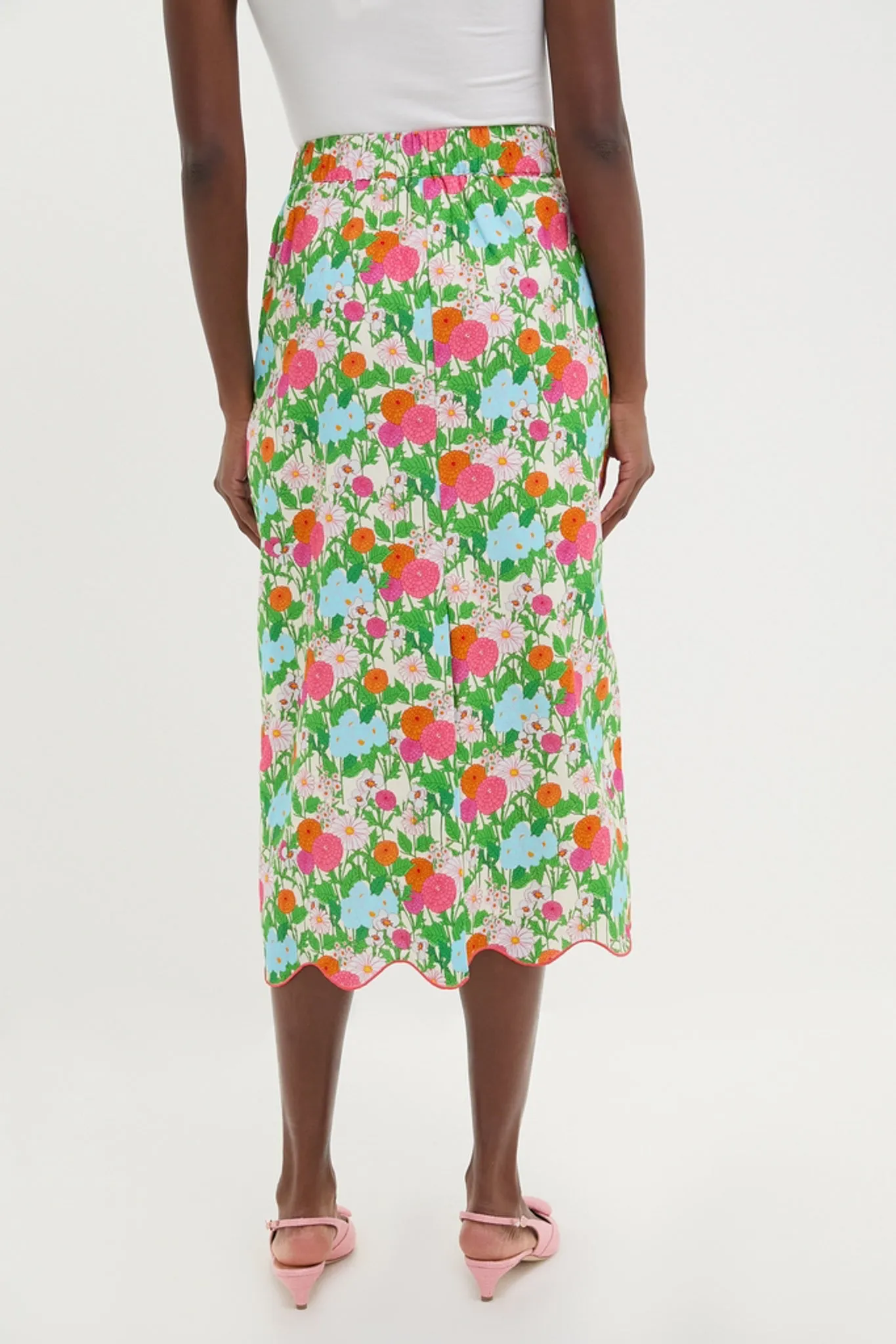 Multi Green Begonia Floral Ida Midi Skirt sold by Tuckernuck product image thumbnail 4