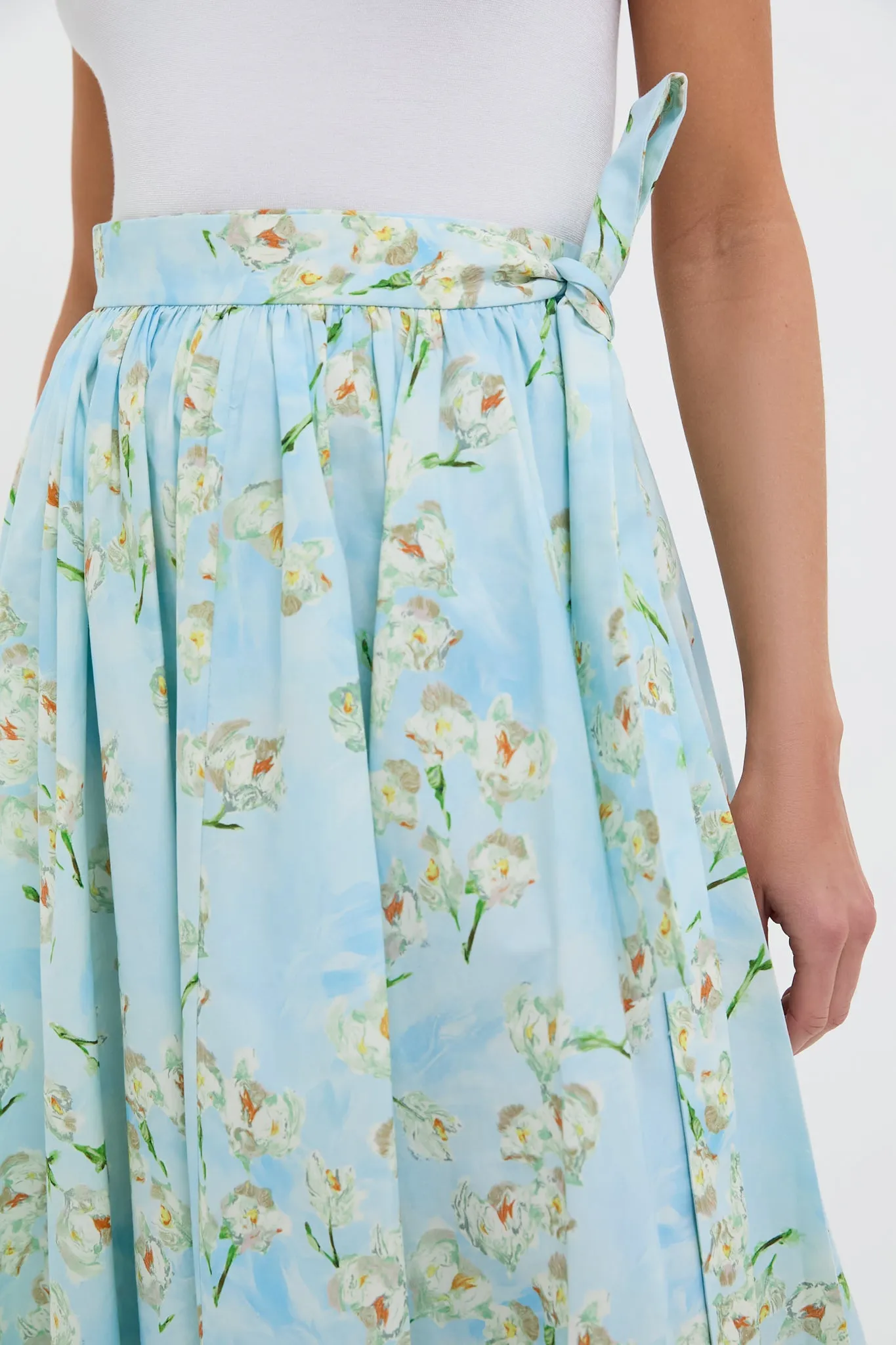 Little Lillies on Blue Evelyna Midi Skirt sold by Tuckernuck product image thumbnail 5