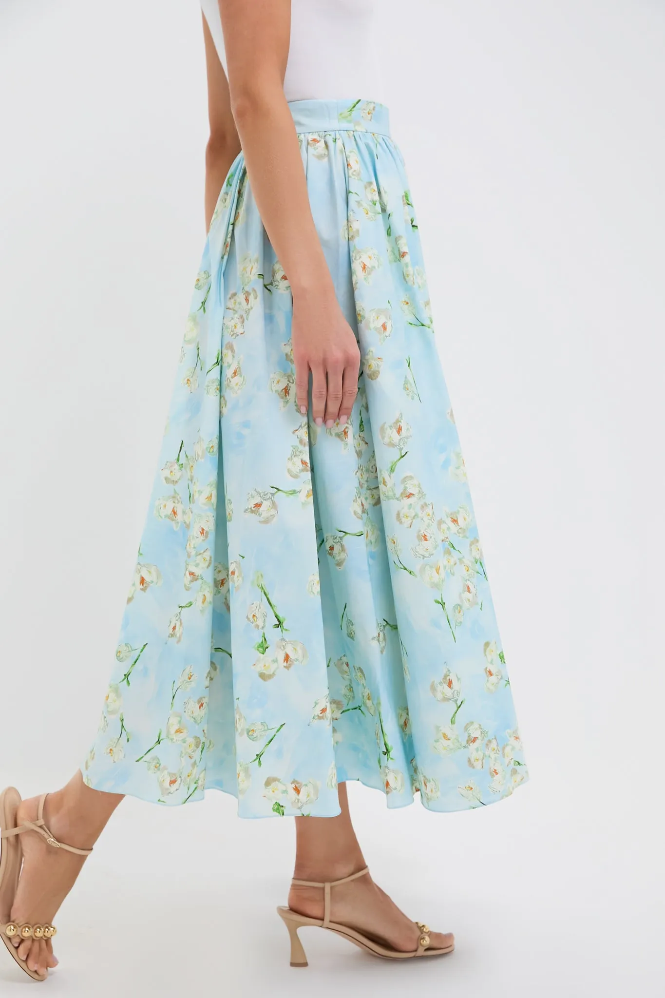 Little Lillies on Blue Evelyna Midi Skirt sold by Tuckernuck product image thumbnail 3