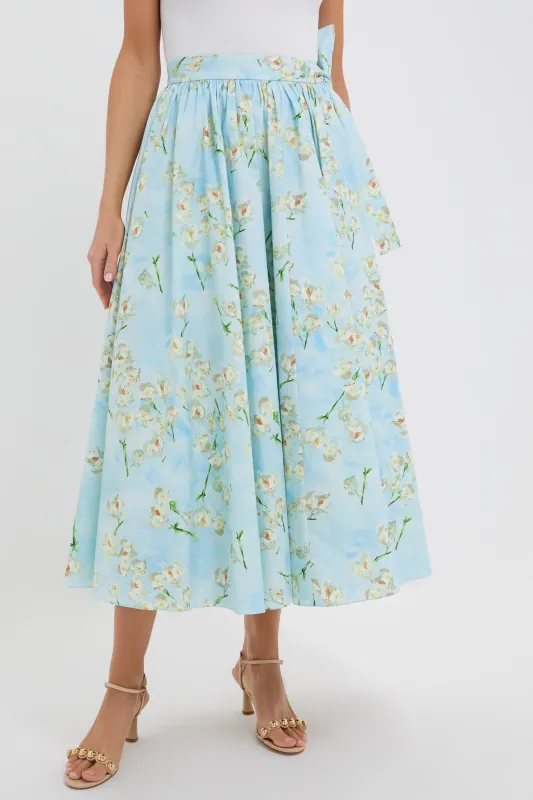 Little Lillies on Blue Evelyna Midi Skirt sold by Tuckernuck