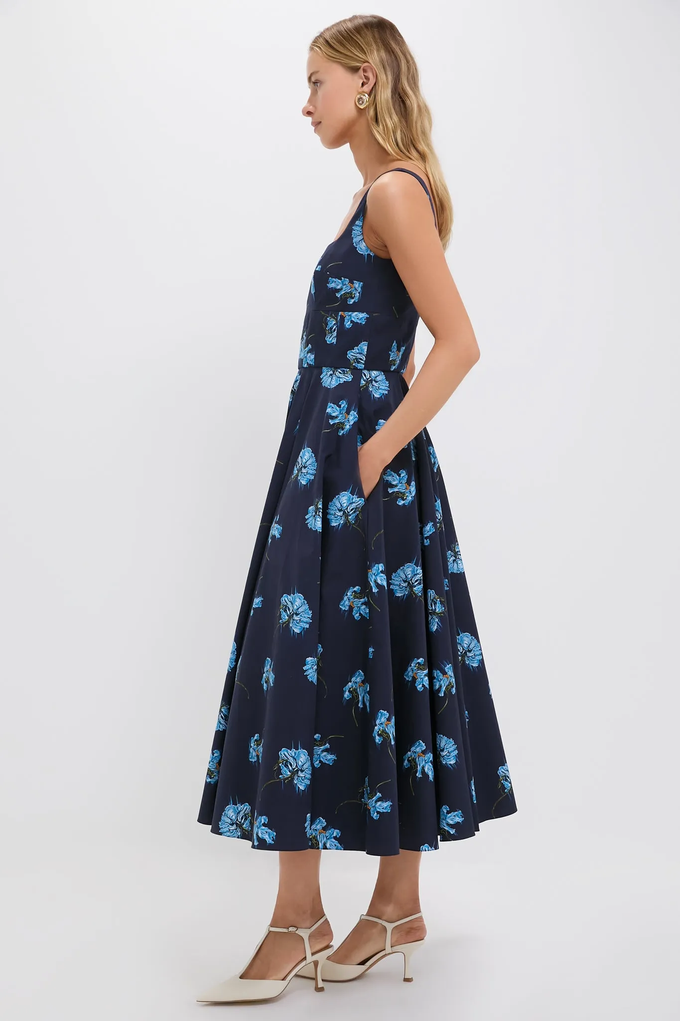 Blue Flowers on Navy Mona Midi Dress sold by Tuckernuck product image thumbnail 3