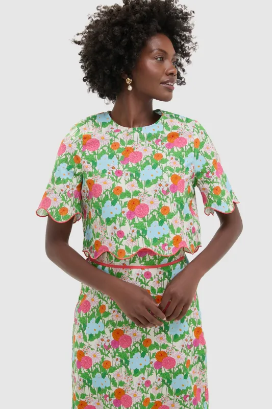 Multi Green Begonia Floral Ezra Blouse made by Tuckernuck