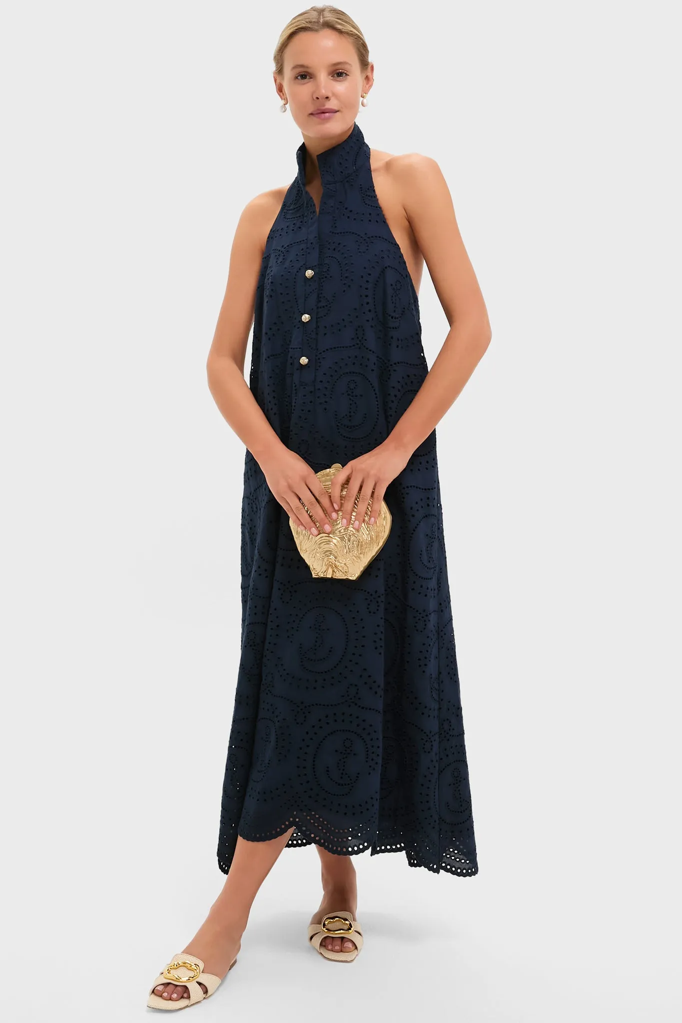 Navy Nautical Eyelet Jagger Dress sold by Tuckernuck product image thumbnail 3