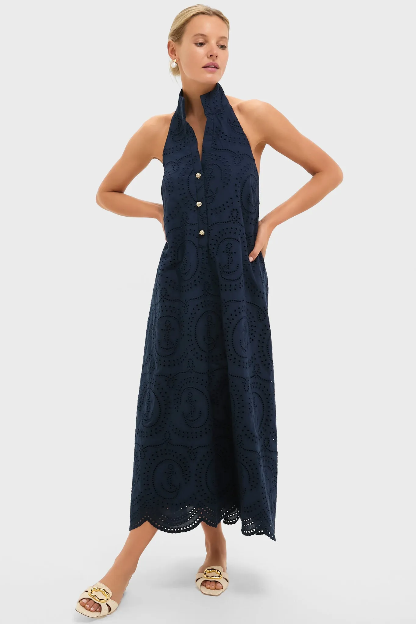 Navy Nautical Eyelet Jagger Dress sold by Tuckernuck